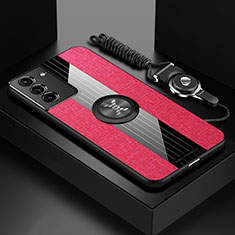 Funda Silicona Carcasa Ultrafina Goma con Magnetico Anillo de dedo Soporte A06 para Samsung Galaxy S21 FE 5G Rojo