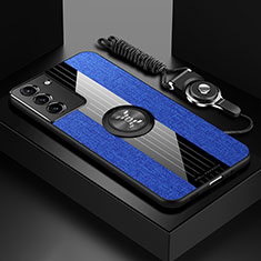 Funda Silicona Carcasa Ultrafina Goma con Magnetico Anillo de dedo Soporte A06 para Samsung Galaxy S22 5G Azul