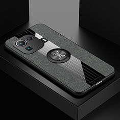 Funda Silicona Carcasa Ultrafina Goma con Magnetico Anillo de dedo Soporte A06 para Xiaomi Mi 11 Pro 5G Gris