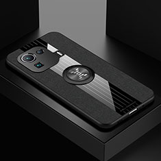 Funda Silicona Carcasa Ultrafina Goma con Magnetico Anillo de dedo Soporte A06 para Xiaomi Mi 11 Pro 5G Negro