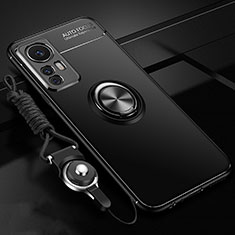 Funda Silicona Carcasa Ultrafina Goma con Magnetico Anillo de dedo Soporte A06 para Xiaomi Mi 12S 5G Negro