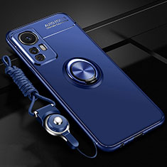 Funda Silicona Carcasa Ultrafina Goma con Magnetico Anillo de dedo Soporte A06 para Xiaomi Mi 12S Pro 5G Azul