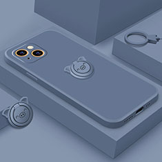 Funda Silicona Carcasa Ultrafina Goma con Magnetico Anillo de dedo Soporte A07 para Apple iPhone 14 Azul