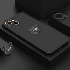 Funda Silicona Carcasa Ultrafina Goma con Magnetico Anillo de dedo Soporte A07 para Apple iPhone 14 Negro