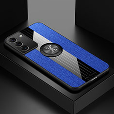 Funda Silicona Carcasa Ultrafina Goma con Magnetico Anillo de dedo Soporte A07 para Samsung Galaxy S21 FE 5G Azul