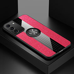 Funda Silicona Carcasa Ultrafina Goma con Magnetico Anillo de dedo Soporte A07 para Samsung Galaxy S21 FE 5G Rojo