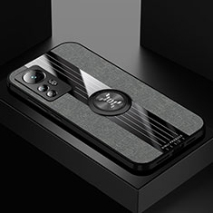 Funda Silicona Carcasa Ultrafina Goma con Magnetico Anillo de dedo Soporte A07 para Xiaomi Mi 12 Pro 5G Gris