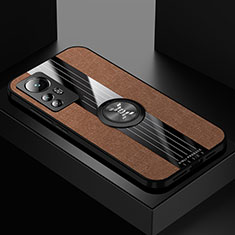 Funda Silicona Carcasa Ultrafina Goma con Magnetico Anillo de dedo Soporte A07 para Xiaomi Mi 12 Pro 5G Marron