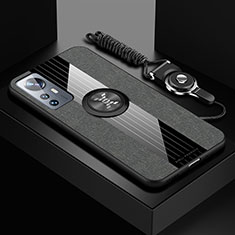 Funda Silicona Carcasa Ultrafina Goma con Magnetico Anillo de dedo Soporte A08 para Xiaomi Mi 12 5G Gris