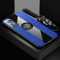 Funda Silicona Carcasa Ultrafina Goma con Magnetico Anillo de dedo Soporte A08 para Xiaomi Mi 12S 5G Azul