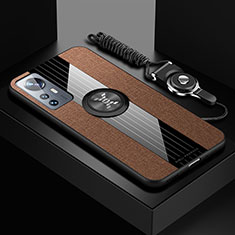 Funda Silicona Carcasa Ultrafina Goma con Magnetico Anillo de dedo Soporte A08 para Xiaomi Mi 12S 5G Marron