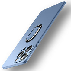 Funda Silicona Carcasa Ultrafina Goma con Magnetico Anillo de dedo Soporte A09 para Apple iPhone 13 Pro Max Azul Cielo
