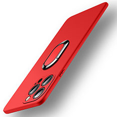 Funda Silicona Carcasa Ultrafina Goma con Magnetico Anillo de dedo Soporte A09 para Apple iPhone 13 Pro Max Rojo