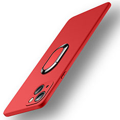 Funda Silicona Carcasa Ultrafina Goma con Magnetico Anillo de dedo Soporte A09 para Apple iPhone 14 Plus Rojo