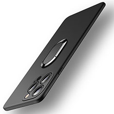 Funda Silicona Carcasa Ultrafina Goma con Magnetico Anillo de dedo Soporte A09 para Apple iPhone 14 Pro Max Negro
