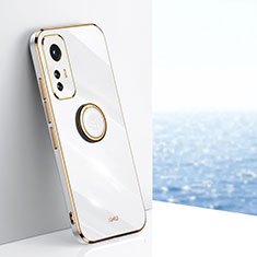 Funda Silicona Carcasa Ultrafina Goma con Magnetico Anillo de dedo Soporte A10 para Xiaomi Mi 12S Pro 5G Blanco