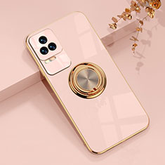 Funda Silicona Carcasa Ultrafina Goma con Magnetico Anillo de dedo Soporte AN1 para Xiaomi Poco F4 5G Oro Rosa