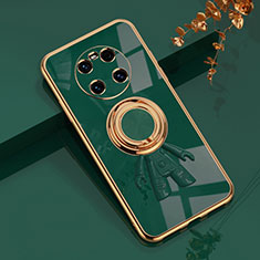 Funda Silicona Carcasa Ultrafina Goma con Magnetico Anillo de dedo Soporte AN2 para Huawei Mate 40 Verde