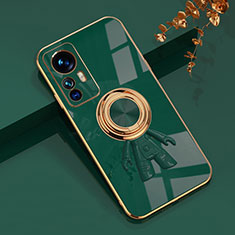 Funda Silicona Carcasa Ultrafina Goma con Magnetico Anillo de dedo Soporte AN2 para Xiaomi Mi 12T 5G Verde