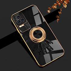 Funda Silicona Carcasa Ultrafina Goma con Magnetico Anillo de dedo Soporte AN2 para Xiaomi Poco F4 5G Negro