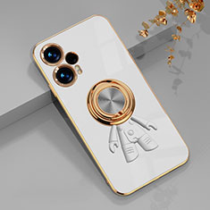 Funda Silicona Carcasa Ultrafina Goma con Magnetico Anillo de dedo Soporte AN2 para Xiaomi Poco F5 5G Blanco
