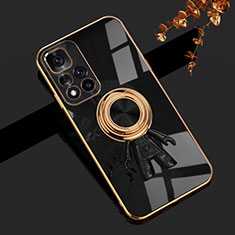 Funda Silicona Carcasa Ultrafina Goma con Magnetico Anillo de dedo Soporte AN2 para Xiaomi Poco M4 Pro 5G Negro