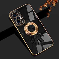Funda Silicona Carcasa Ultrafina Goma con Magnetico Anillo de dedo Soporte AN2 para Xiaomi Redmi Note 10 4G Negro
