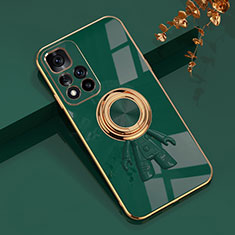 Funda Silicona Carcasa Ultrafina Goma con Magnetico Anillo de dedo Soporte AN2 para Xiaomi Redmi Note 11 5G Verde