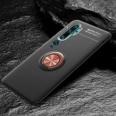 Funda Silicona Carcasa Ultrafina Goma con Magnetico Anillo de dedo Soporte D01 para Xiaomi Mi Note 10 Pro Oro y Negro