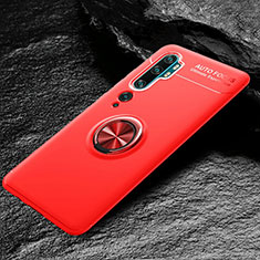 Funda Silicona Carcasa Ultrafina Goma con Magnetico Anillo de dedo Soporte D01 para Xiaomi Mi Note 10 Rojo