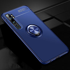 Funda Silicona Carcasa Ultrafina Goma con Magnetico Anillo de dedo Soporte D02 para Xiaomi Mi Note 10 Azul