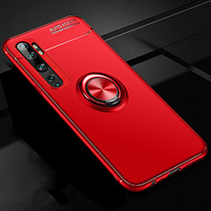 Funda Silicona Carcasa Ultrafina Goma con Magnetico Anillo de dedo Soporte D02 para Xiaomi Mi Note 10 Pro Rojo