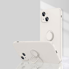 Funda Silicona Carcasa Ultrafina Goma con Magnetico Anillo de dedo Soporte G01 para Apple iPhone 14 Plus Blanco