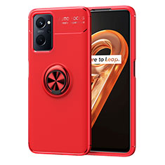 Funda Silicona Carcasa Ultrafina Goma con Magnetico Anillo de dedo Soporte JM1 para Oppo A96 4G Rojo