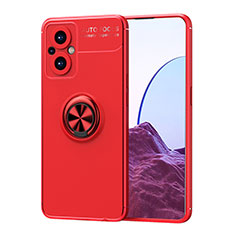 Funda Silicona Carcasa Ultrafina Goma con Magnetico Anillo de dedo Soporte JM1 para Oppo Reno7 Z 5G Rojo