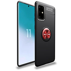 Funda Silicona Carcasa Ultrafina Goma con Magnetico Anillo de dedo Soporte JM1 para Samsung Galaxy A41 Rojo y Negro