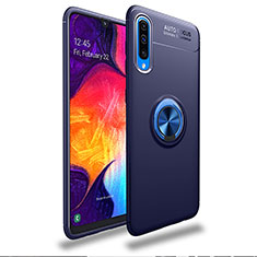 Funda Silicona Carcasa Ultrafina Goma con Magnetico Anillo de dedo Soporte JM1 para Samsung Galaxy A50S Azul