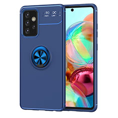 Funda Silicona Carcasa Ultrafina Goma con Magnetico Anillo de dedo Soporte JM1 para Samsung Galaxy A52 5G Azul