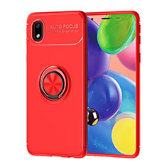 Funda Silicona Carcasa Ultrafina Goma con Magnetico Anillo de dedo Soporte JM1 para Samsung Galaxy M01 Core Rojo