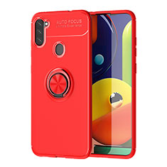 Funda Silicona Carcasa Ultrafina Goma con Magnetico Anillo de dedo Soporte JM1 para Samsung Galaxy M11 Rojo