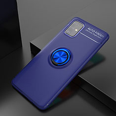 Funda Silicona Carcasa Ultrafina Goma con Magnetico Anillo de dedo Soporte JM1 para Samsung Galaxy M31s Azul