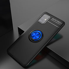Funda Silicona Carcasa Ultrafina Goma con Magnetico Anillo de dedo Soporte JM1 para Samsung Galaxy M31s Azul y Negro