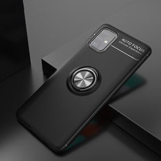 Funda Silicona Carcasa Ultrafina Goma con Magnetico Anillo de dedo Soporte JM1 para Samsung Galaxy M31s Negro