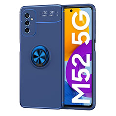 Funda Silicona Carcasa Ultrafina Goma con Magnetico Anillo de dedo Soporte JM1 para Samsung Galaxy M52 5G Azul