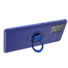 Funda Silicona Carcasa Ultrafina Goma con Magnetico Anillo de dedo Soporte JM1 para Samsung Galaxy M80S Azul