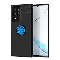 Funda Silicona Carcasa Ultrafina Goma con Magnetico Anillo de dedo Soporte JM1 para Samsung Galaxy Note 20 Ultra 5G Azul y Negro