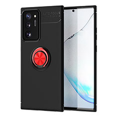 Funda Silicona Carcasa Ultrafina Goma con Magnetico Anillo de dedo Soporte JM1 para Samsung Galaxy Note 20 Ultra 5G Rojo y Negro
