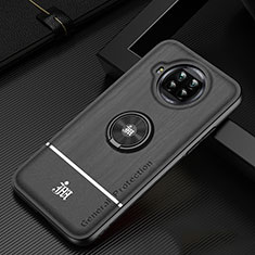 Funda Silicona Carcasa Ultrafina Goma con Magnetico Anillo de dedo Soporte JM1 para Xiaomi Mi 10i 5G Negro