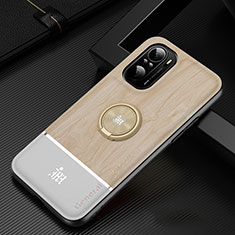 Funda Silicona Carcasa Ultrafina Goma con Magnetico Anillo de dedo Soporte JM1 para Xiaomi Poco F3 5G Oro