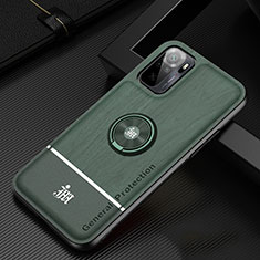 Funda Silicona Carcasa Ultrafina Goma con Magnetico Anillo de dedo Soporte JM1 para Xiaomi Poco M5S Verde